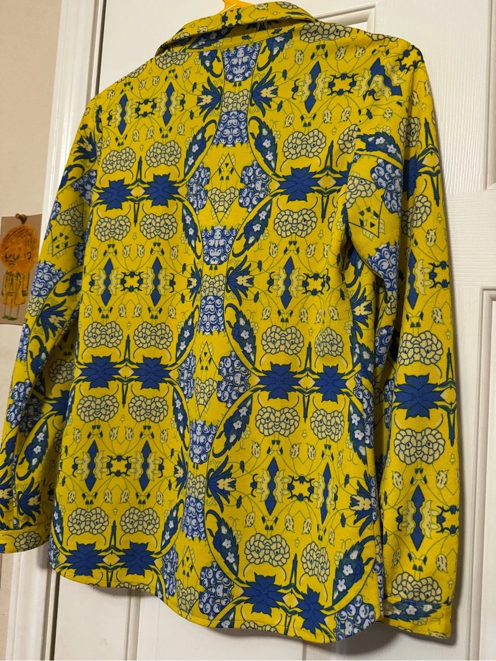 Vintage Yellow & Blue Floral Button-Up Shirt